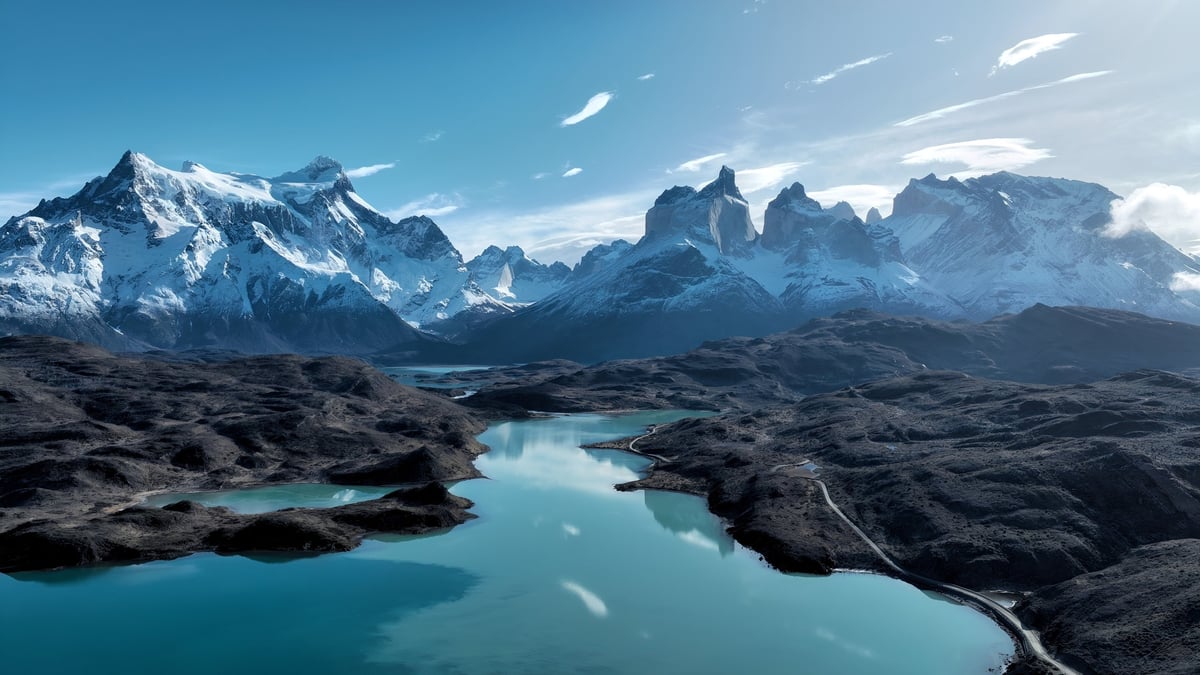 Mountain hidden by low cloud and winter mist